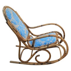 Retro Italian Bamboo Rocking Chair i Style of Franco Albini