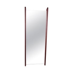 Vintage Elongated Wall Mirror with Wooden Rim, 1960s