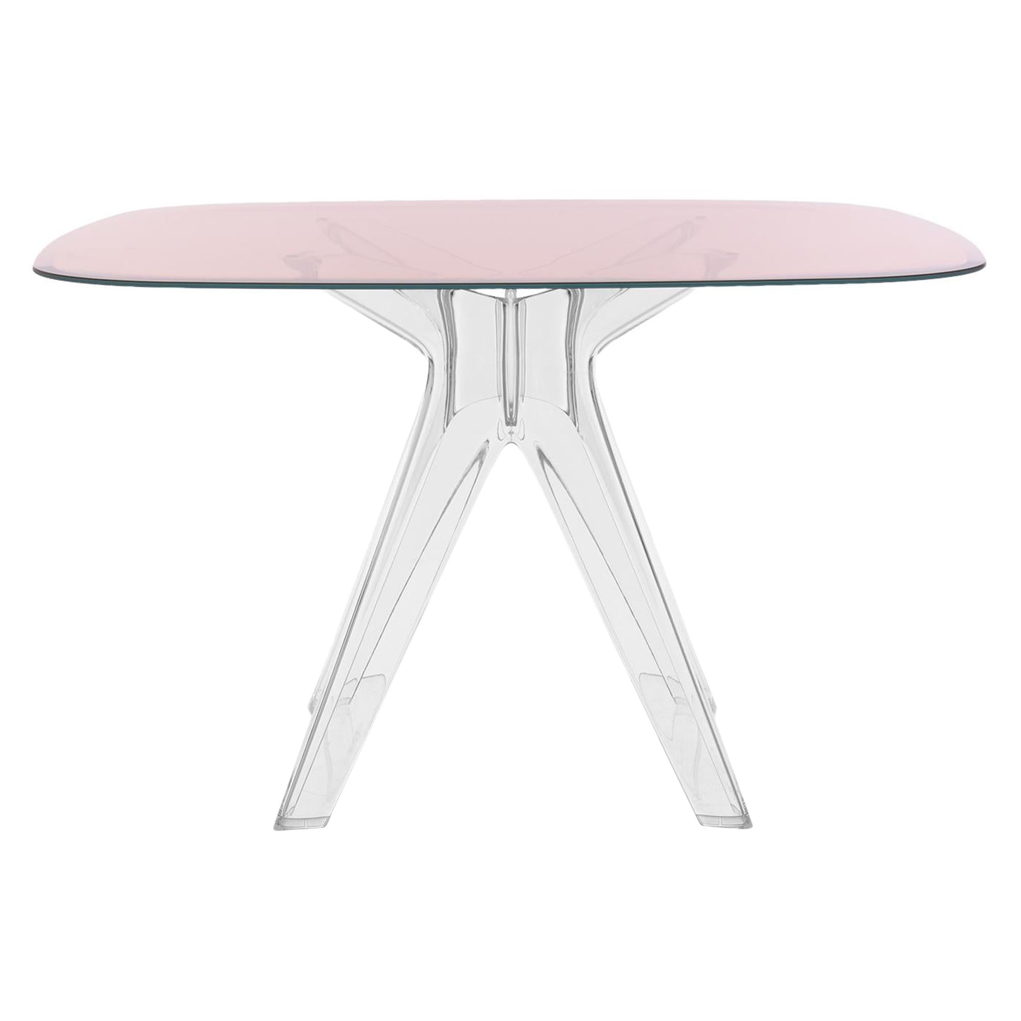 Kartell Sir Gio Square Coffee Table with Pink Top by Philippe Starck