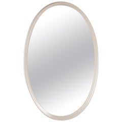 Vintage Large White Wooden Oval Wall Mirror, 1960s