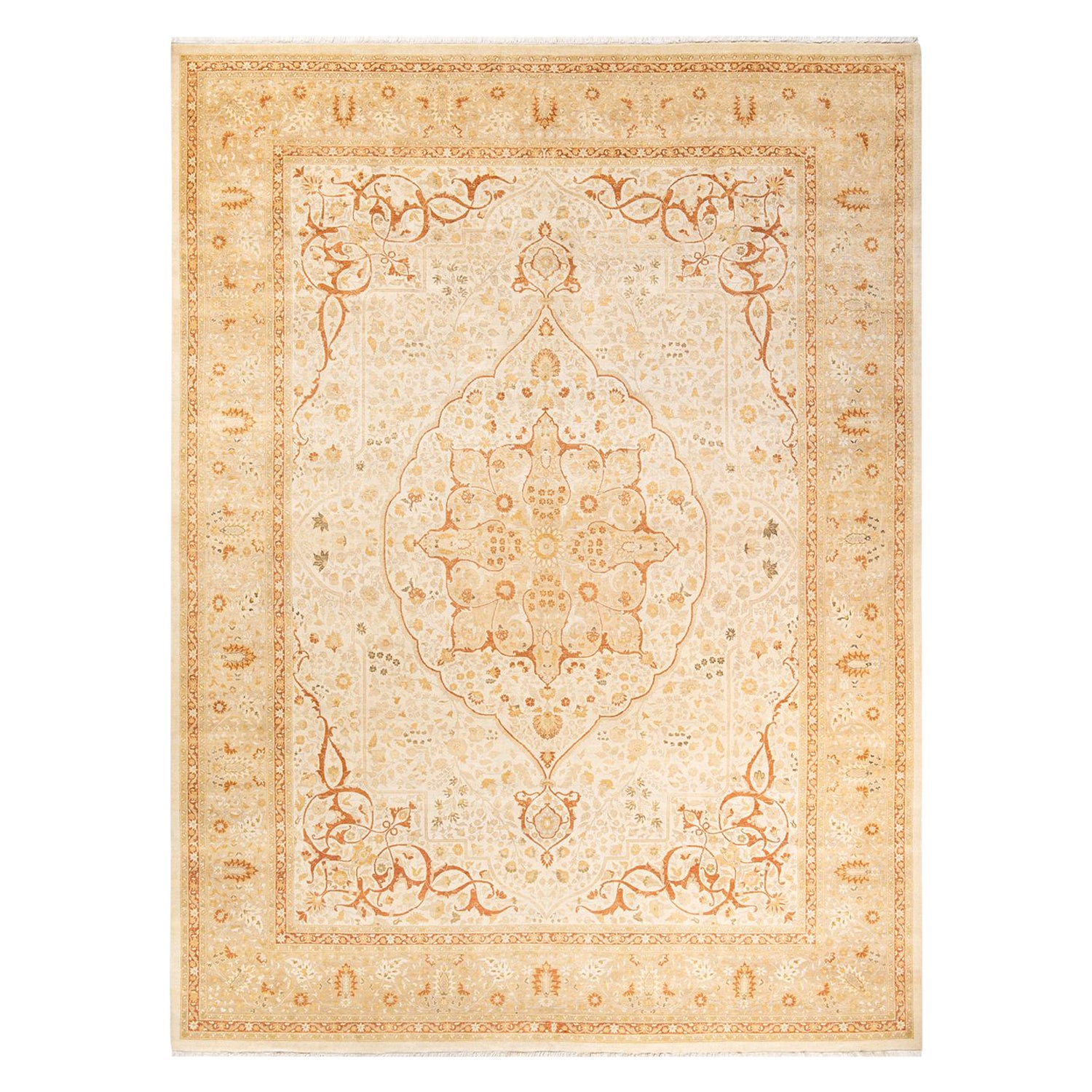 Alfombra tradicional única Hand Made Mogul marfil