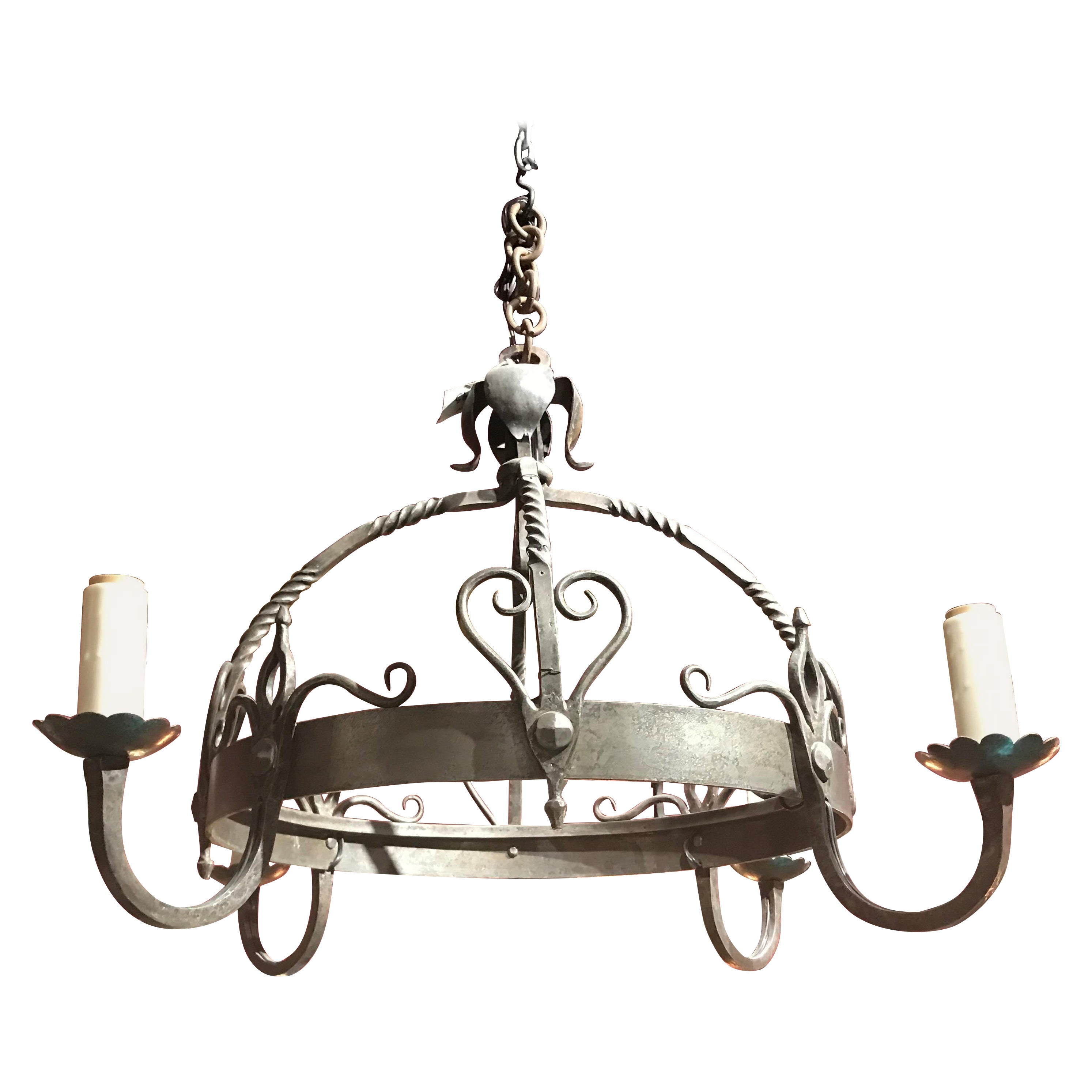 Fine Iron Chandelier, France, circa 1900 For Sale