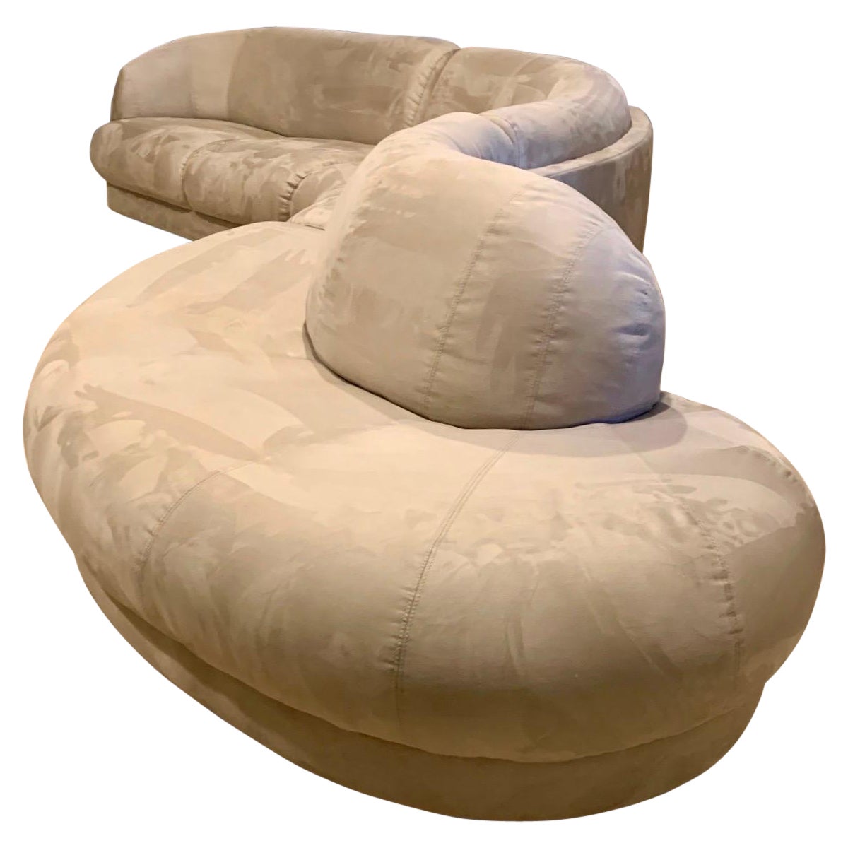 Postmodernes skulpturales geschwungenes Serpentinen-Sofa mit Schlangenmuster