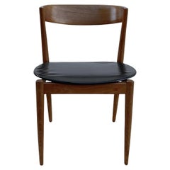 20th Century Danish Vintage Teak Side Chair - Scandinavian Faux Leather Chair