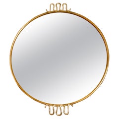 Petite Brass Loop Circular Mirror Designed by Josef Frank, Sweden 1958