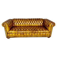 English Leather Chesterfield Sofa C. 1900’s