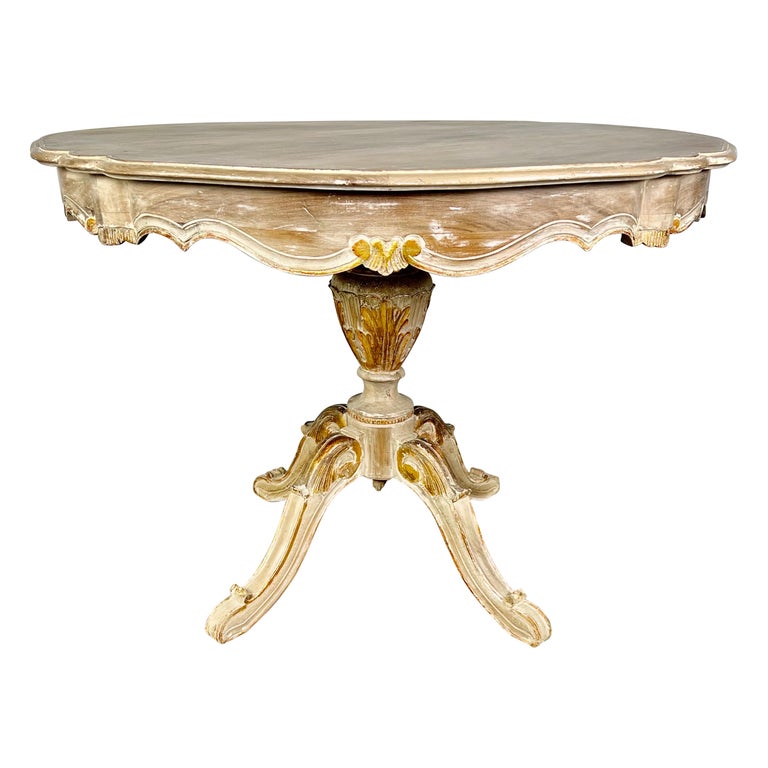Italian Painted and Parcel Gilt Dining Table, C. 1930's For Sale