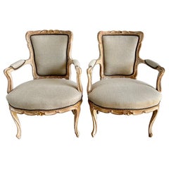 Pair of French Painted Louis XV Style Armchairs