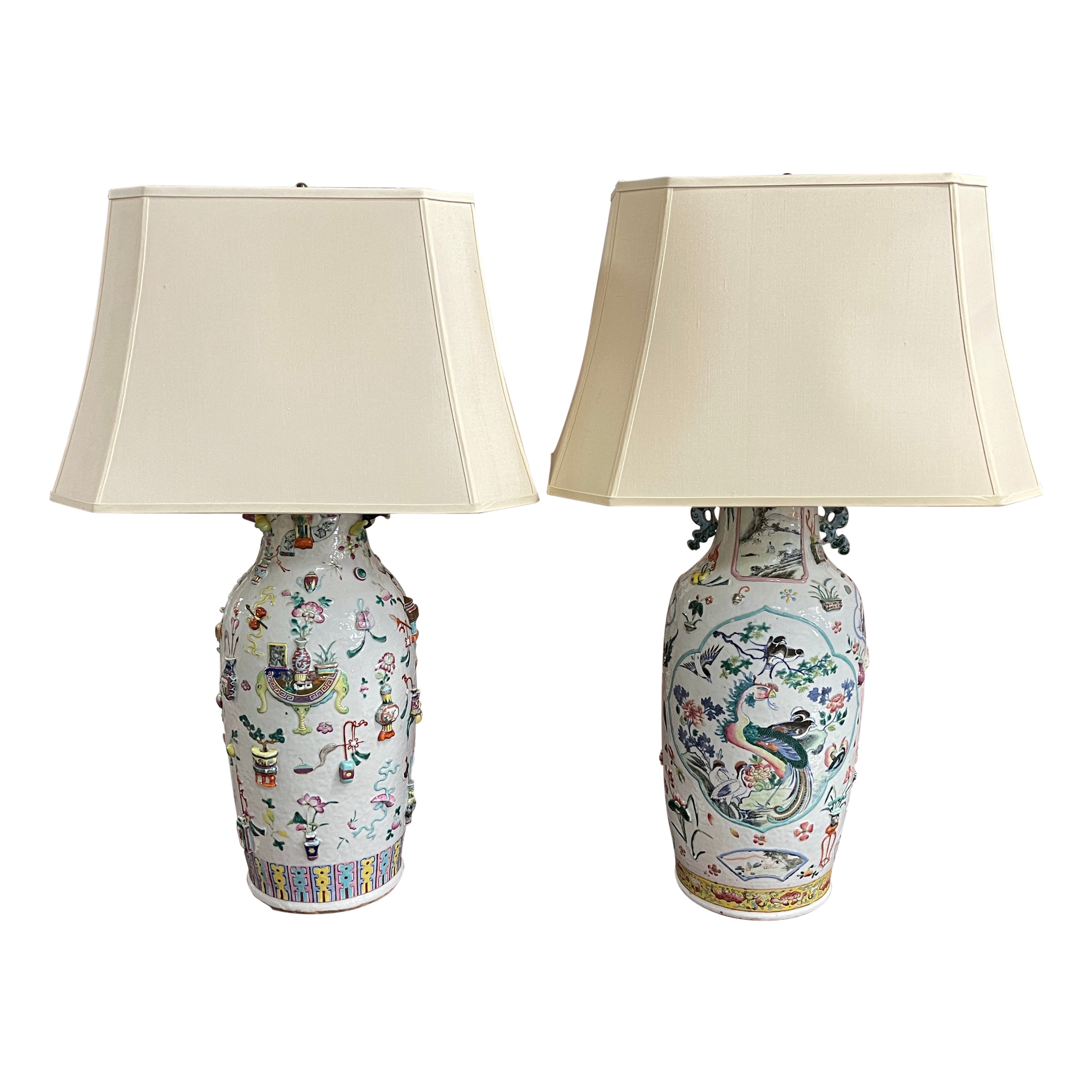 Famille Rose Lamps For Sale