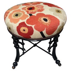 Needlepoint Faux Bamboo Stool