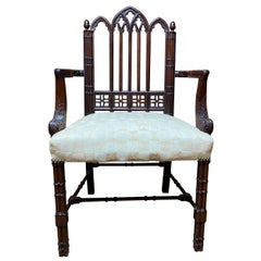 Vintage 19th C Gothic Revival Carved Armchair