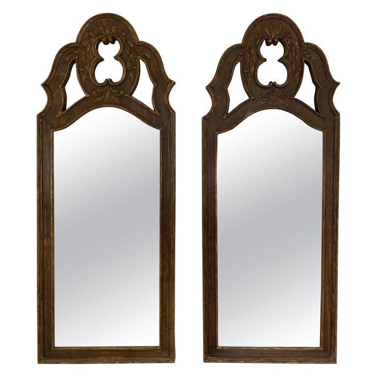 Pair of French Provincial Style Carved Pier Mirror For Sale