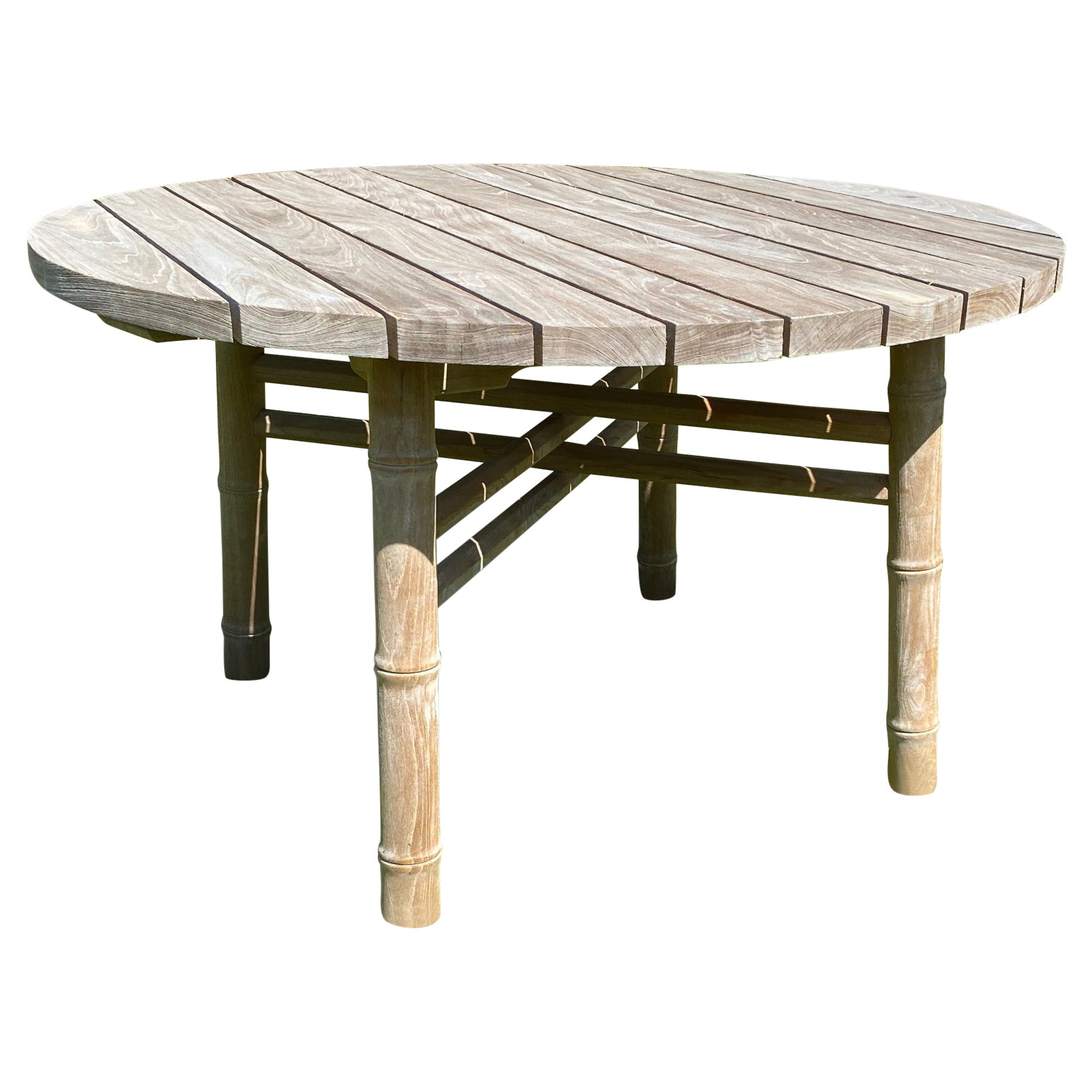 McGuire Faux Bamboo Teak Wood Garden Dining Table