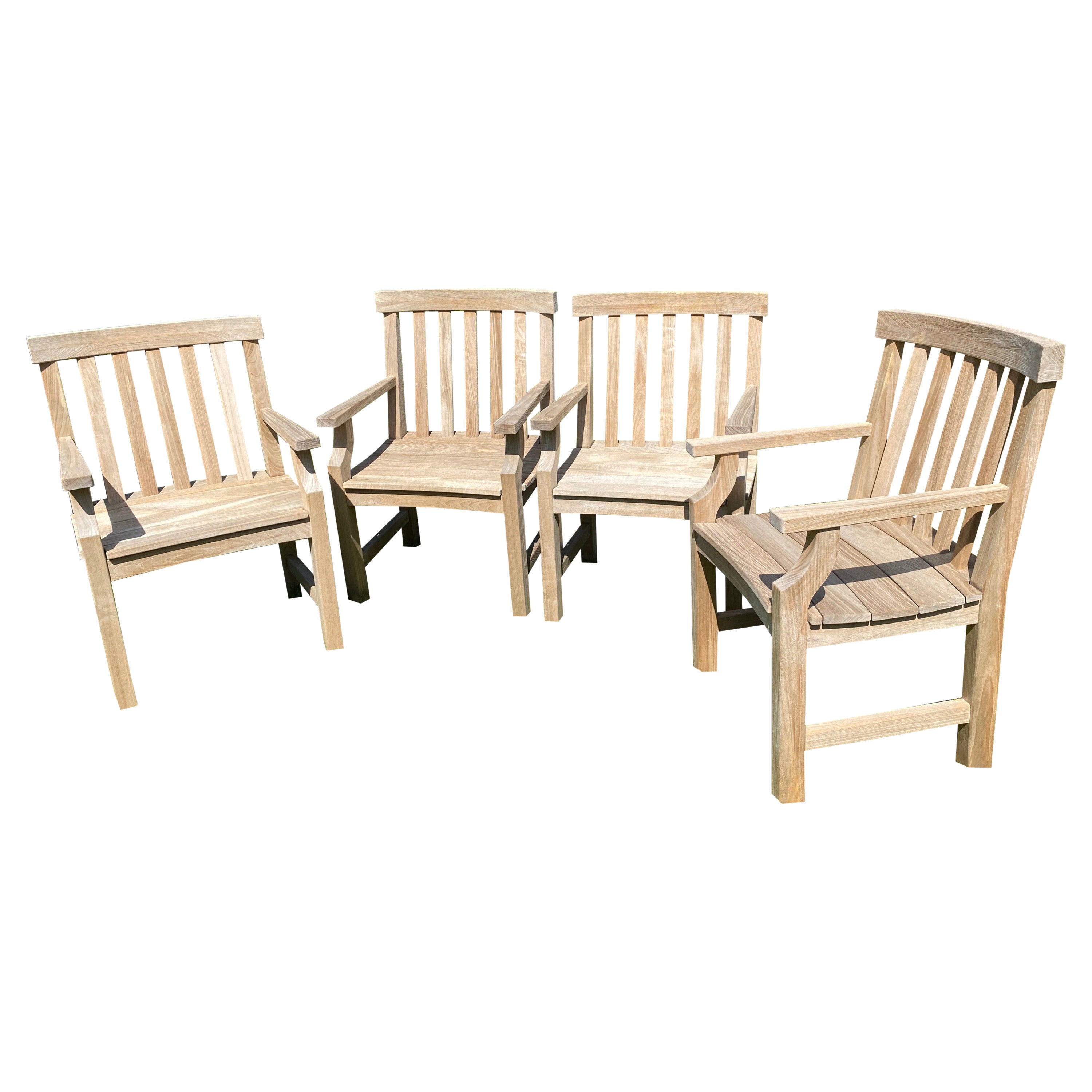 4 Teak Wood Outdoor Garden Dining Chairs