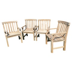 Vintage 4 Teak Wood Outdoor Garden Dining Chairs