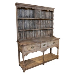 19th Century English Oak Wood Chest with Drawers and Bronze Fittings