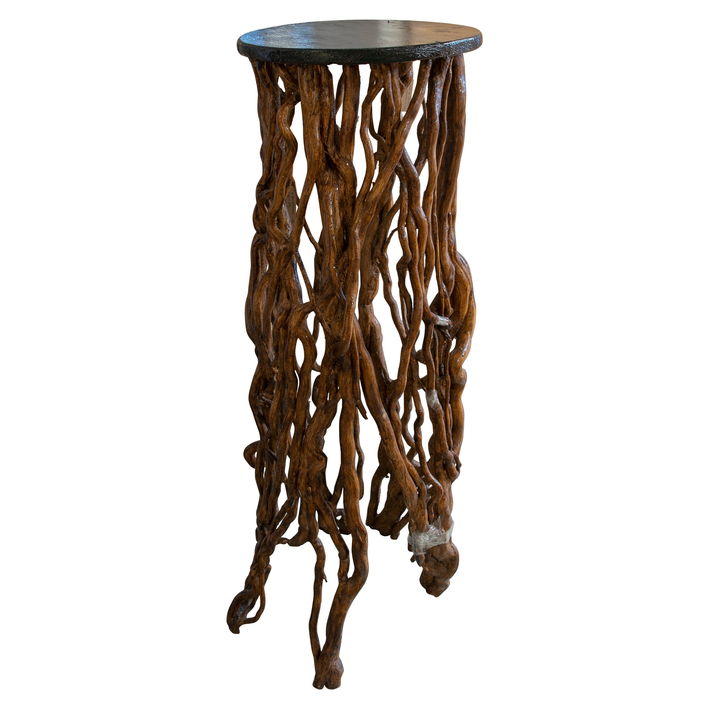 1970s Wooden Pedestal Made with Natural Branches
