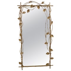 1970s Rectangular Wall Mirror with Leaves