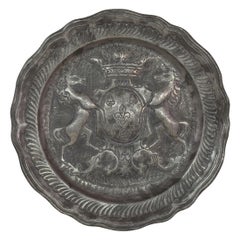 Early 19th Century French Pewter Plate with Coat of Arms