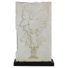 Italian 17/18th Century Marble Baroque Panel with Archangel Holding a Chalice