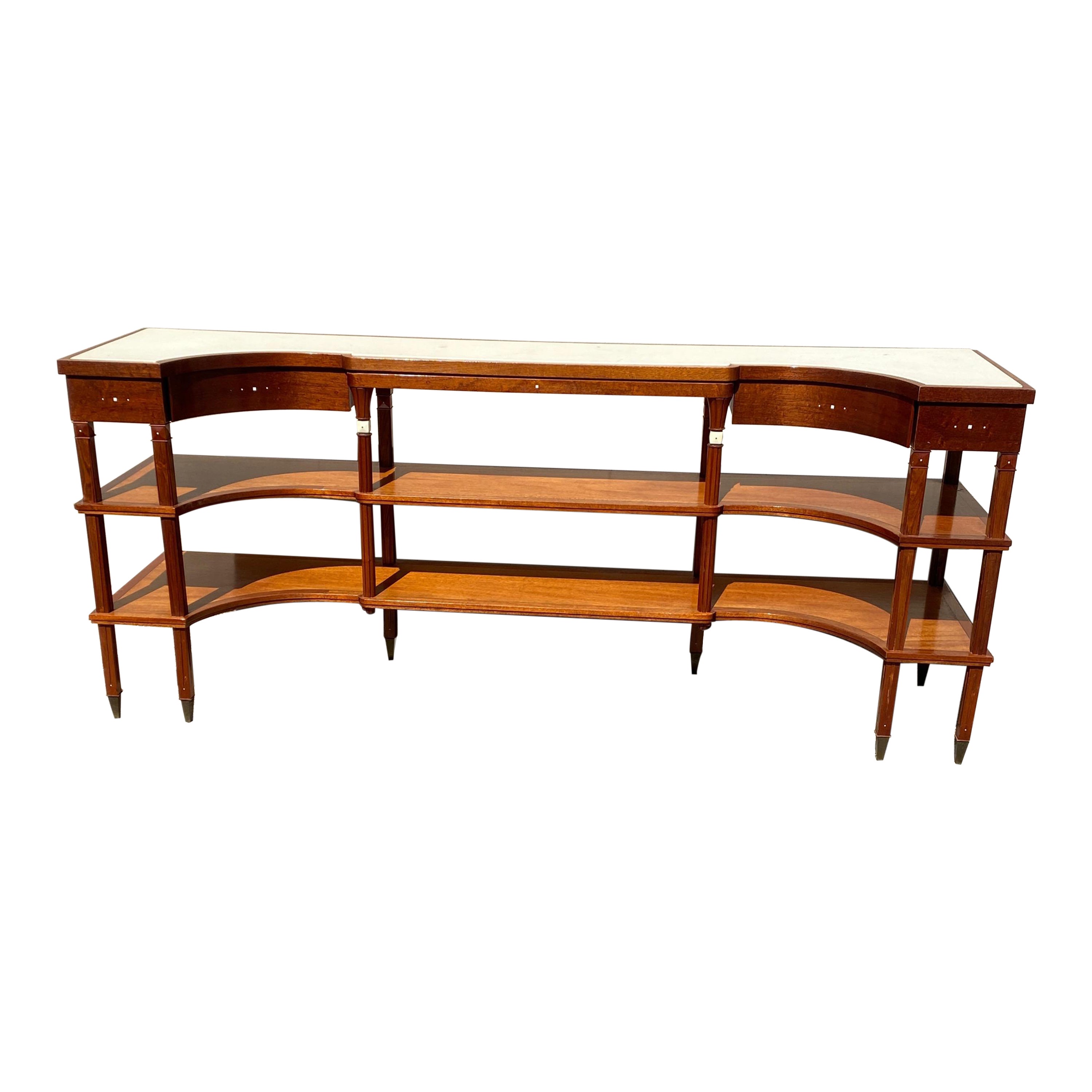 Modern Deco Style Mahogany and Leather Sideboard Console