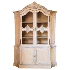 1960s French Style Carved and Painted Cabinet with Wire Doors