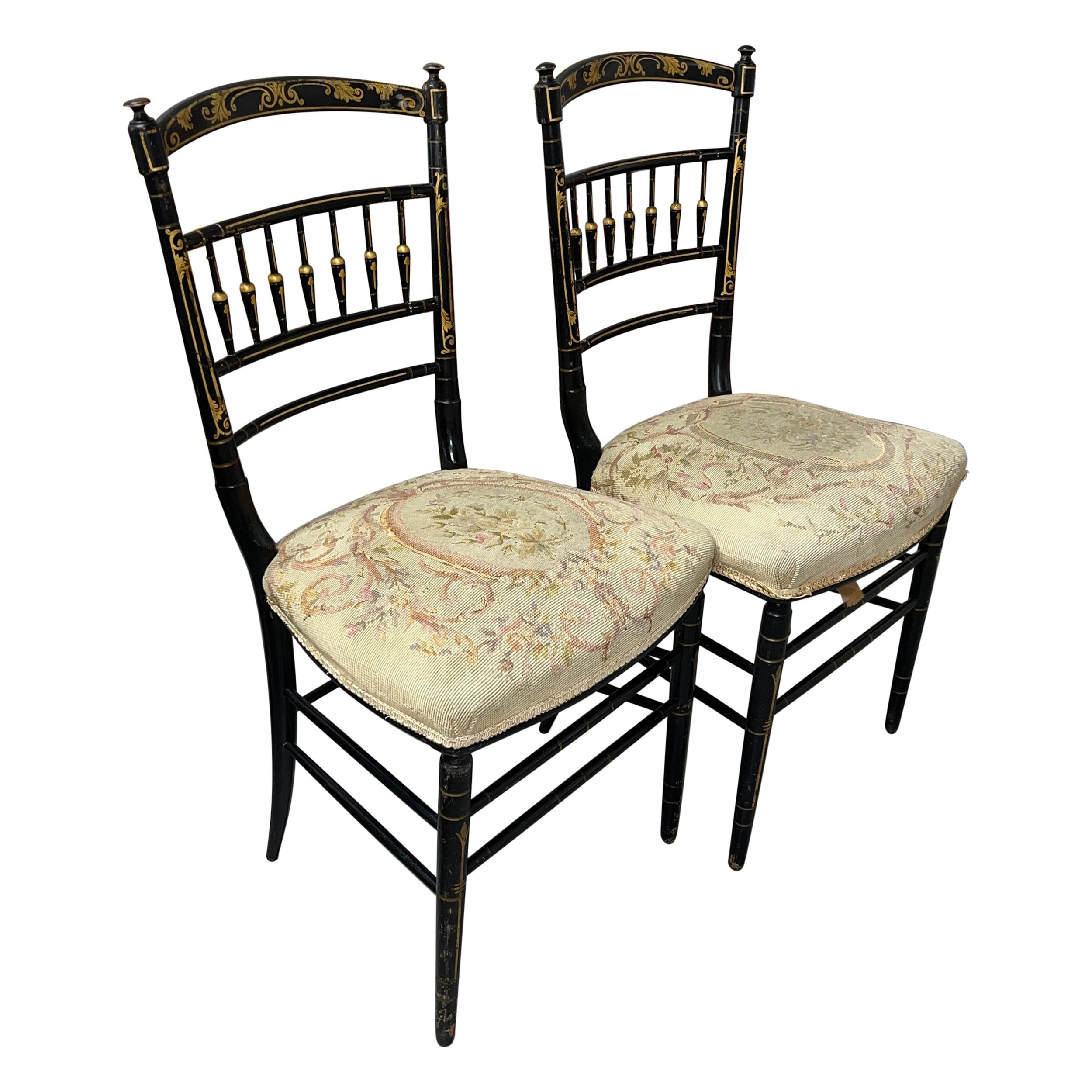 Napoleon III Needlepoint Chairs For Sale