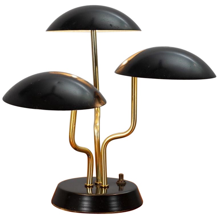 Schwarze Drei-Schirm-Lampe von Gino Sarfatti