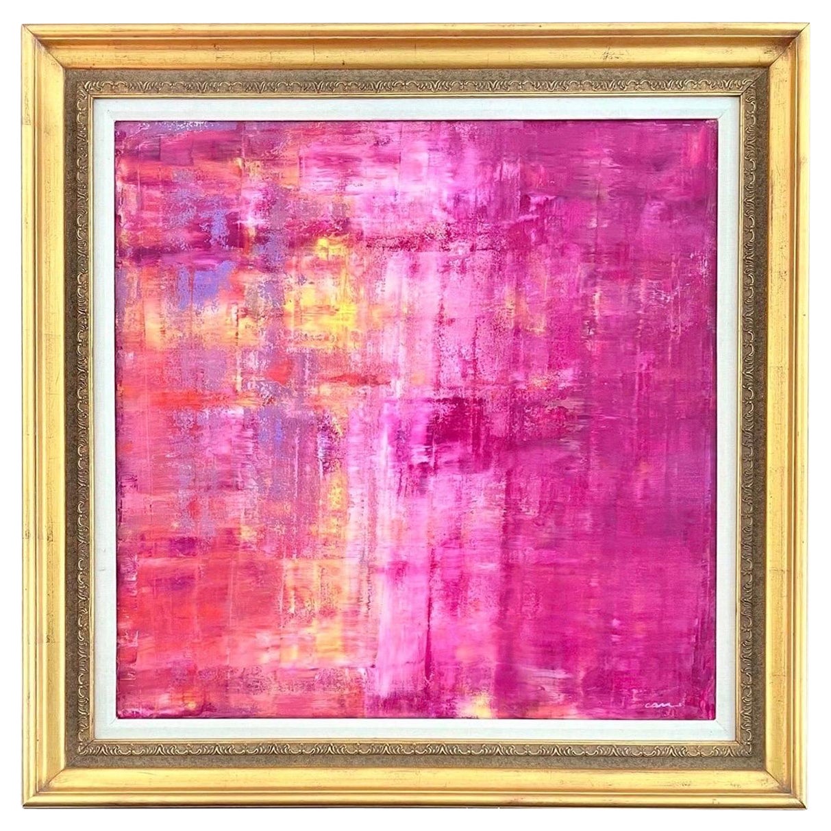 Large Abstract Painting by Contemporary US Artist Arlene Carr Pink Lemonade For Sale