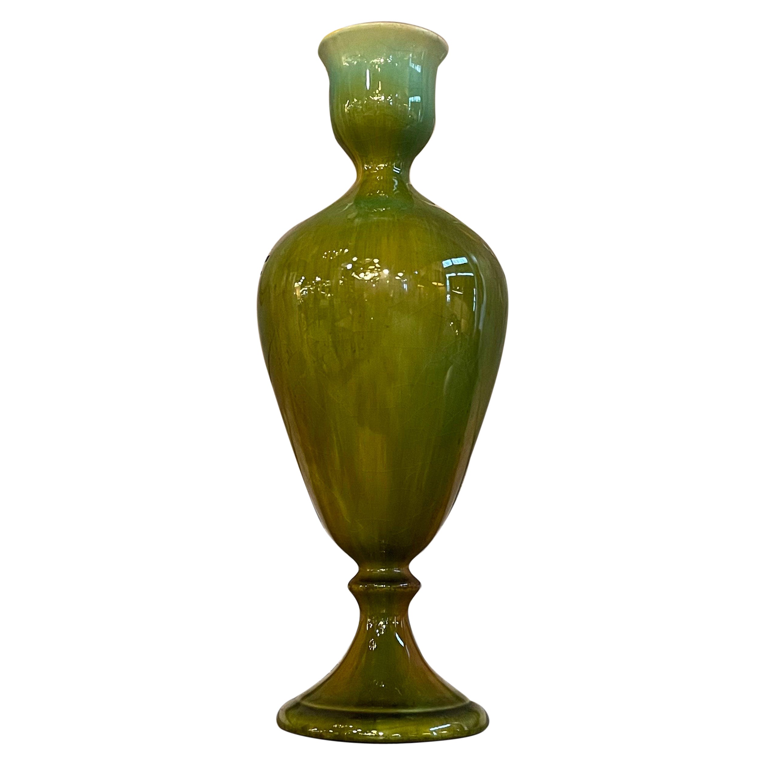 Italian Hollywood Regency Art Pottery Urn Shaped Vase For Sale