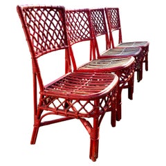 Vintage Rattan Dining Chairs Mid Century Bamboo Side Chairs Set 4 Rattan Indoor Outdoor