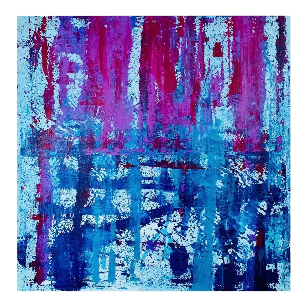 Original Artist Signed Midcentury Expressionist Abstract Painting MixedMedia For Sale at 1stDibs