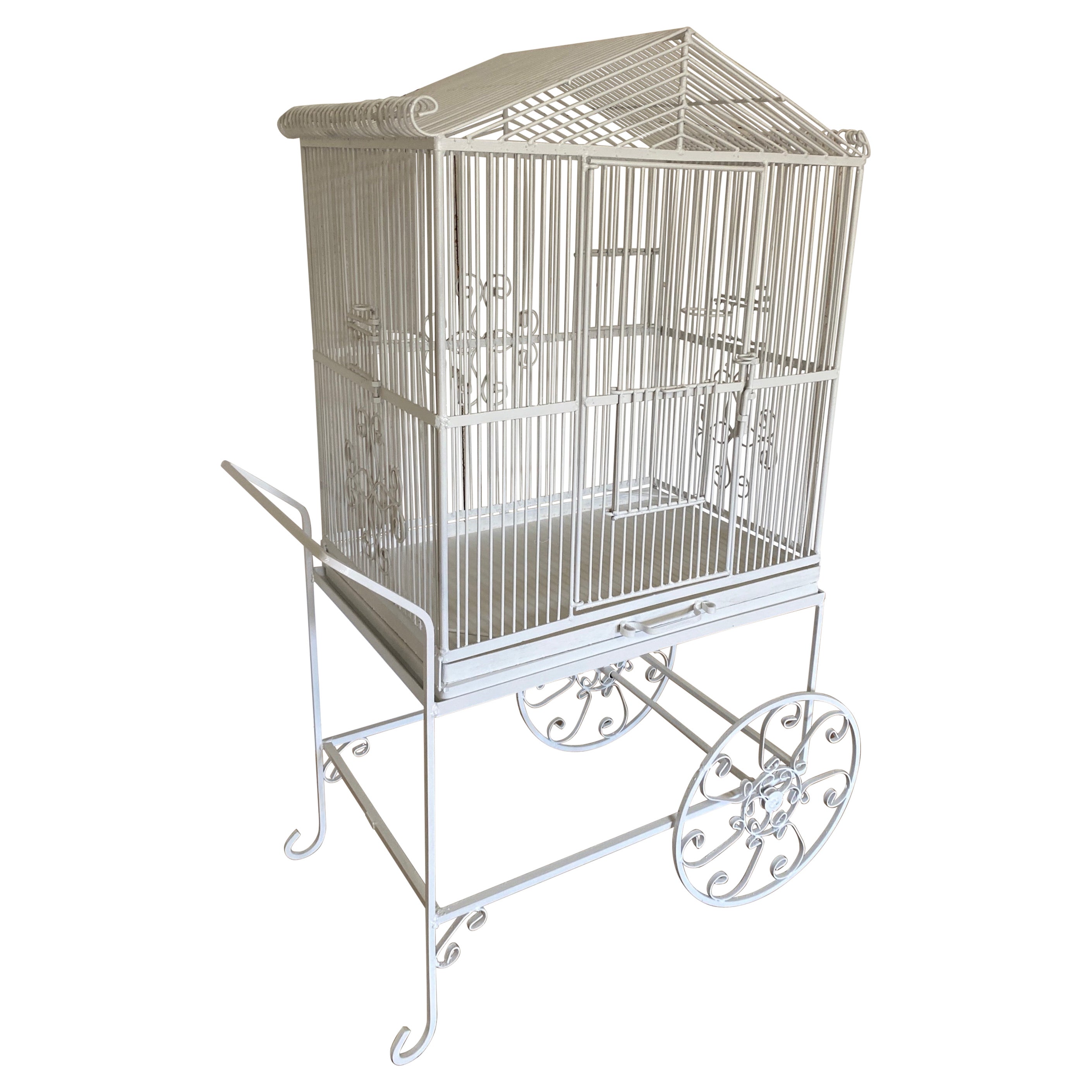 Victorian Bird Cage with Iron Cart