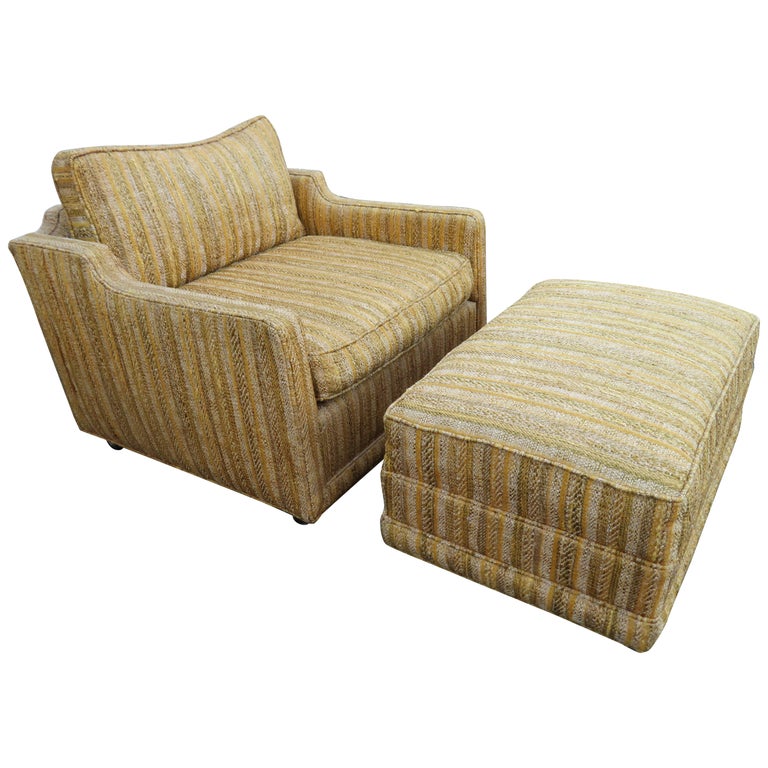 Stylish John Widdicomb Rolling Lounge Chair and Ottoman Mid-Century Modern  For Sale at 1stDibs