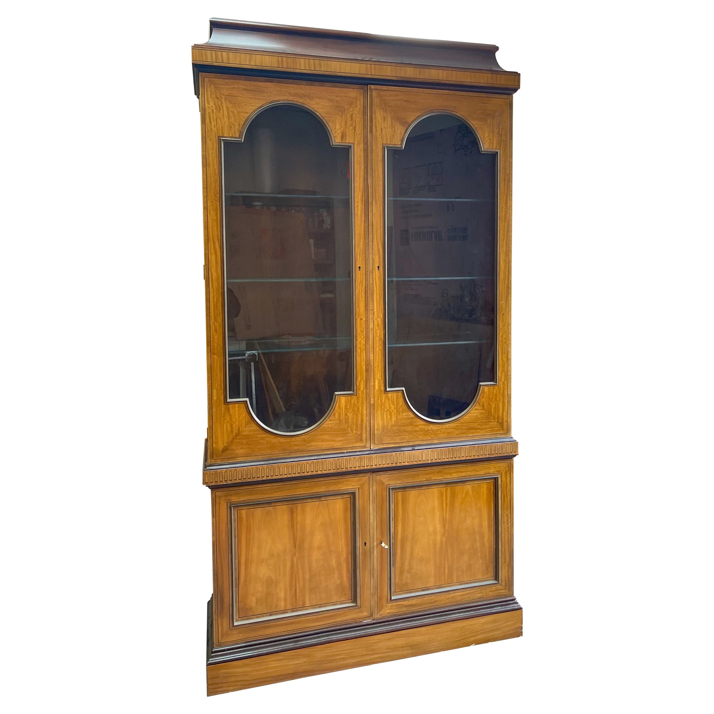20th-C. Neo-Classical Satinwood Cabinet / Bookcase by Baker Furniture For Sale