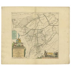 Antique Map of the Achtkarspelen township, Friesland, The Netherlands, 1718