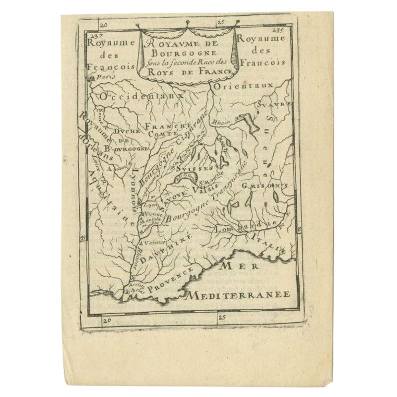 Antique Map of the Burgundy Region by Mallet, c.1683 For Sale