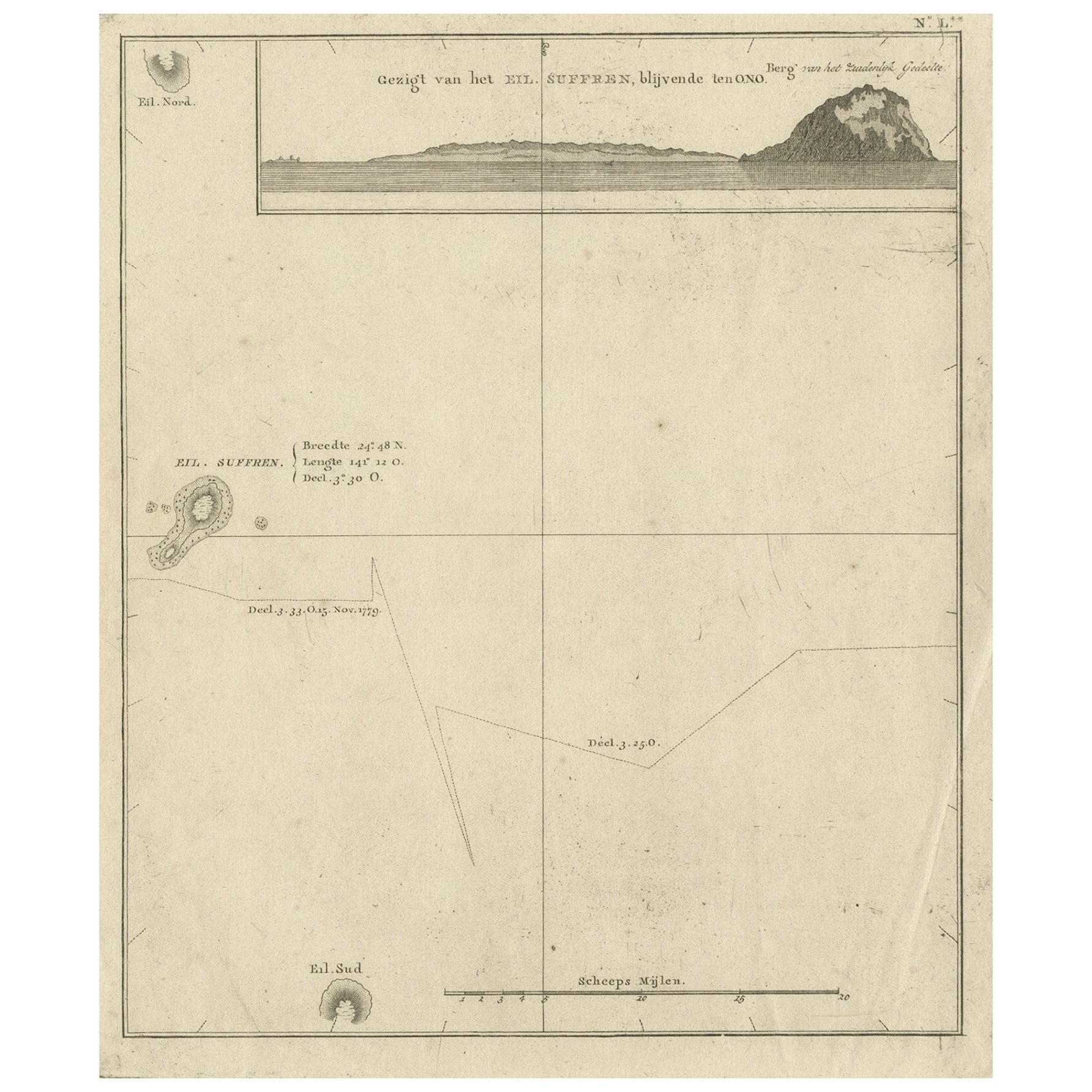 Carte ancienne de l'île de Suffren par Cook, 1803