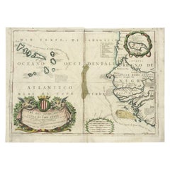 Carte ancienne des îles du Cap Verde et d'une partie du Senegal, Afrique de l'Ouest, 1690