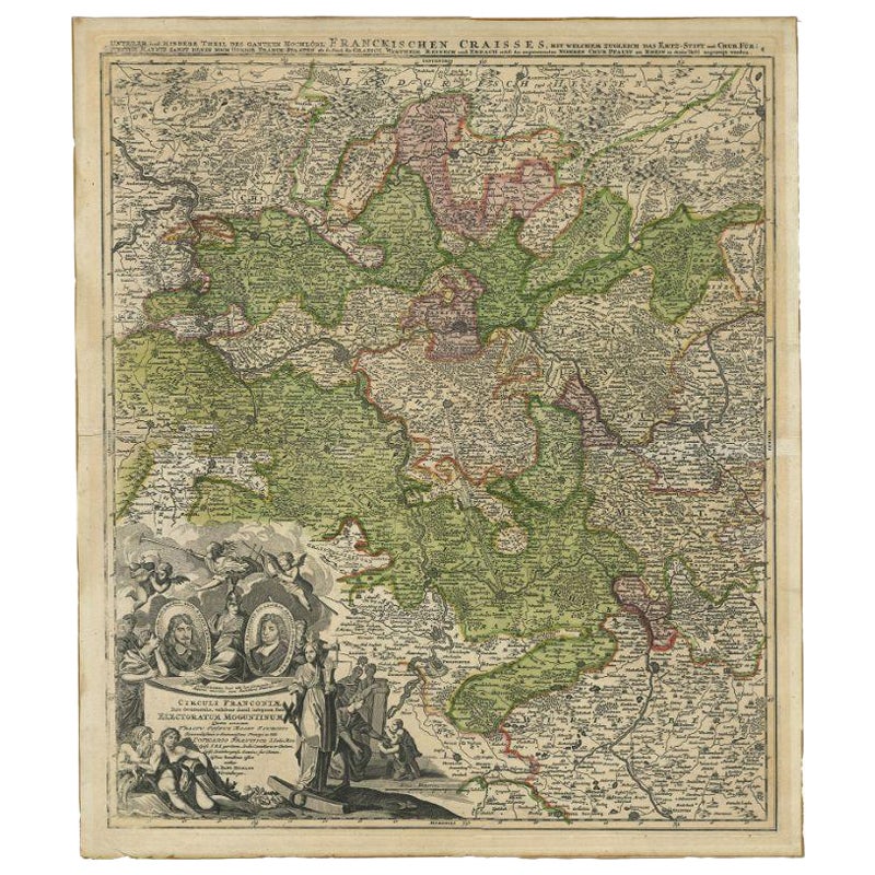 Antique Map of the Circle of Franconia by Homann, c.1703 For Sale