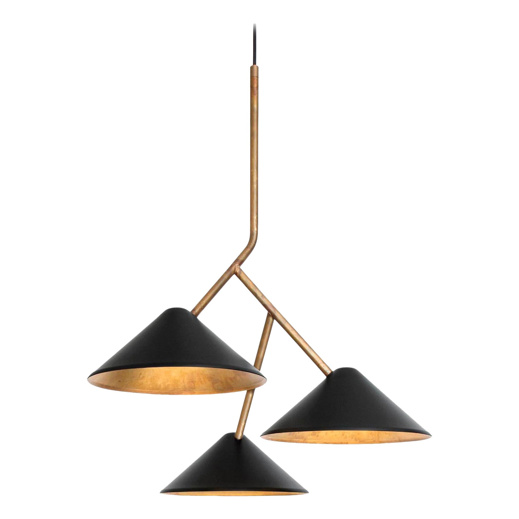 Johan Carpner Grenverk Black Brass Ceiling Lamp by Konsthantverk Tyringe