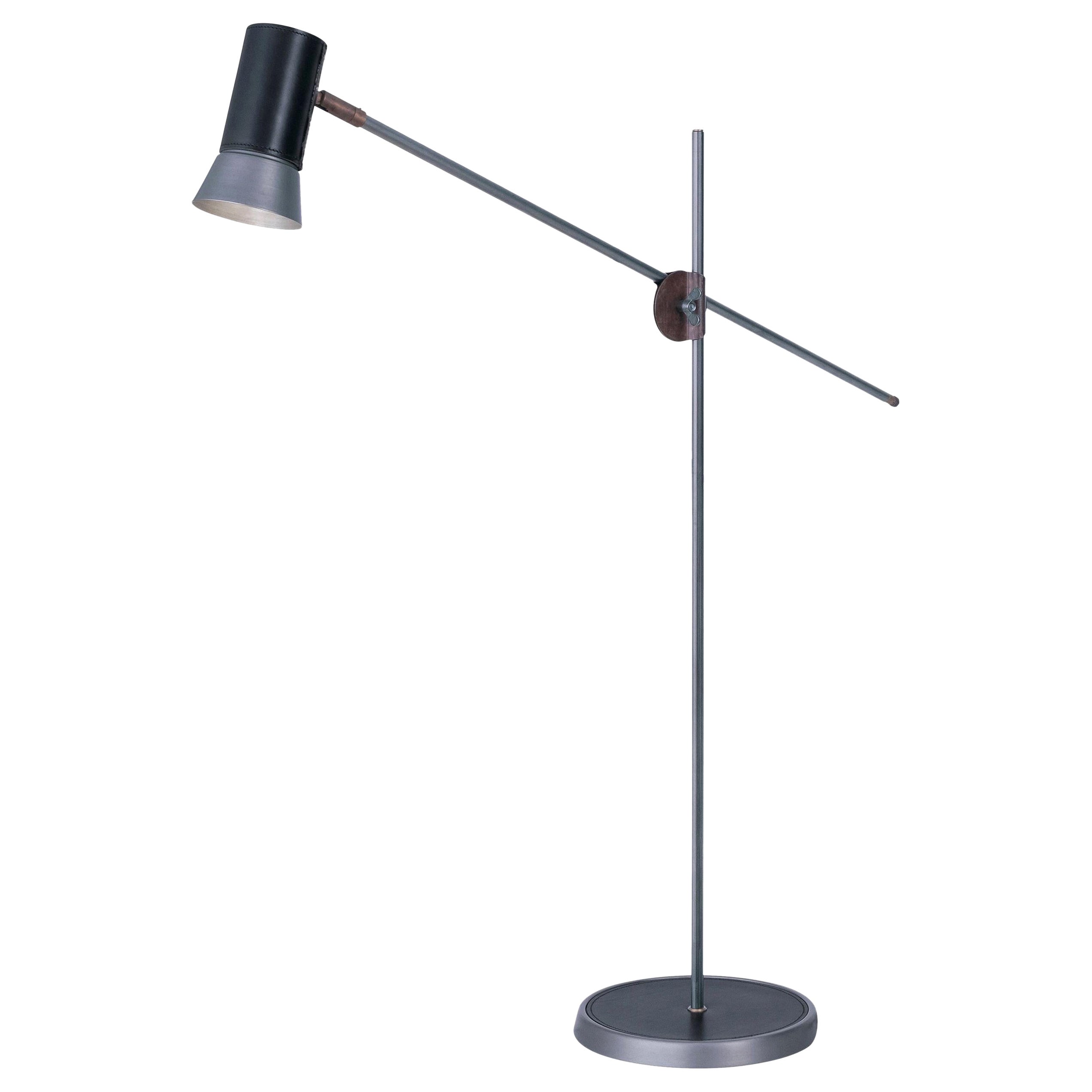 Sabina Grubbeson Kusk Black Iron Leather Floor Lamp by Konsthantverk