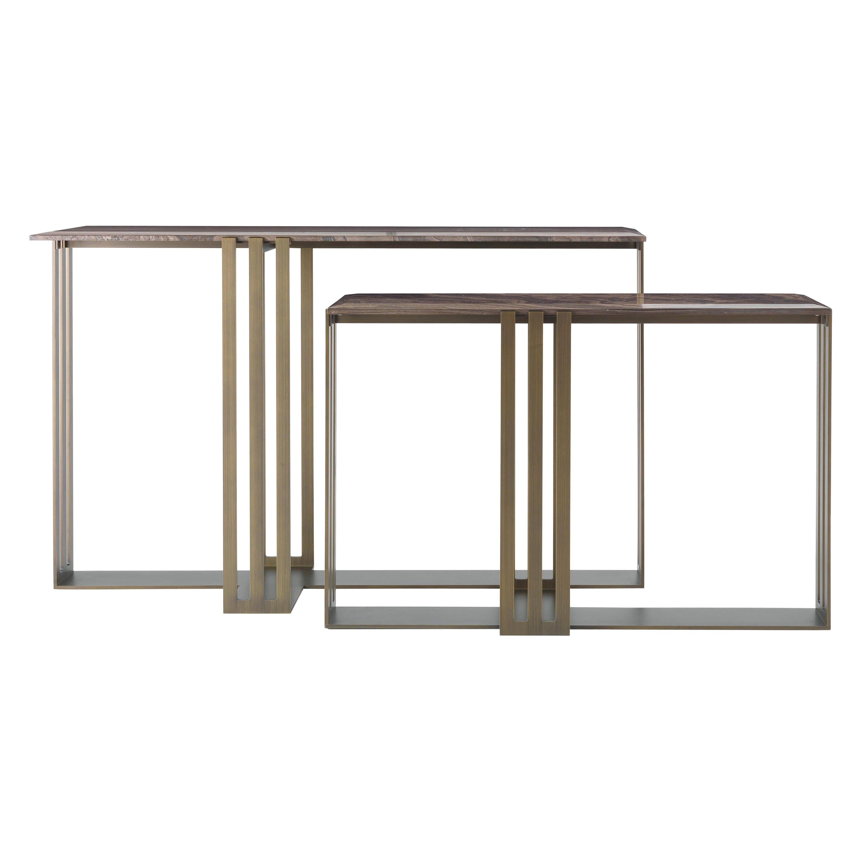 21st Century Klee Consoles in Metal and Marble Top by Etro Home Interiors