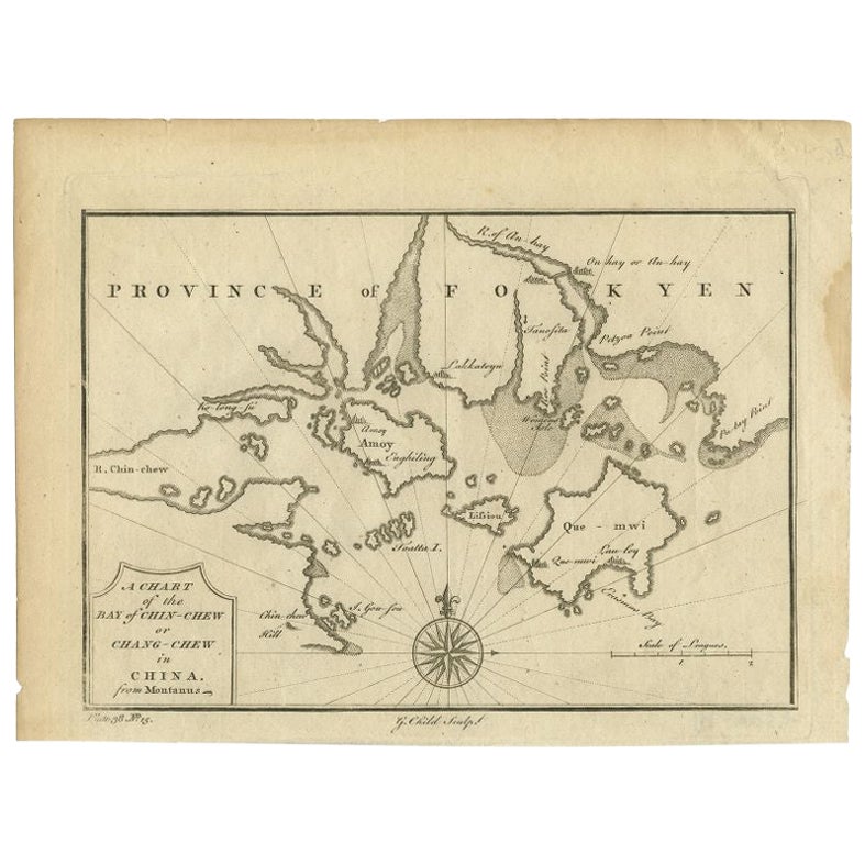 Carte ancienne de la baie de Cordes et de ses contours par Hawkesworth, 1774 en vente