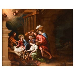 Adoration of the Shepherds, Oil on Copper, Signed, Alonso Del Arco