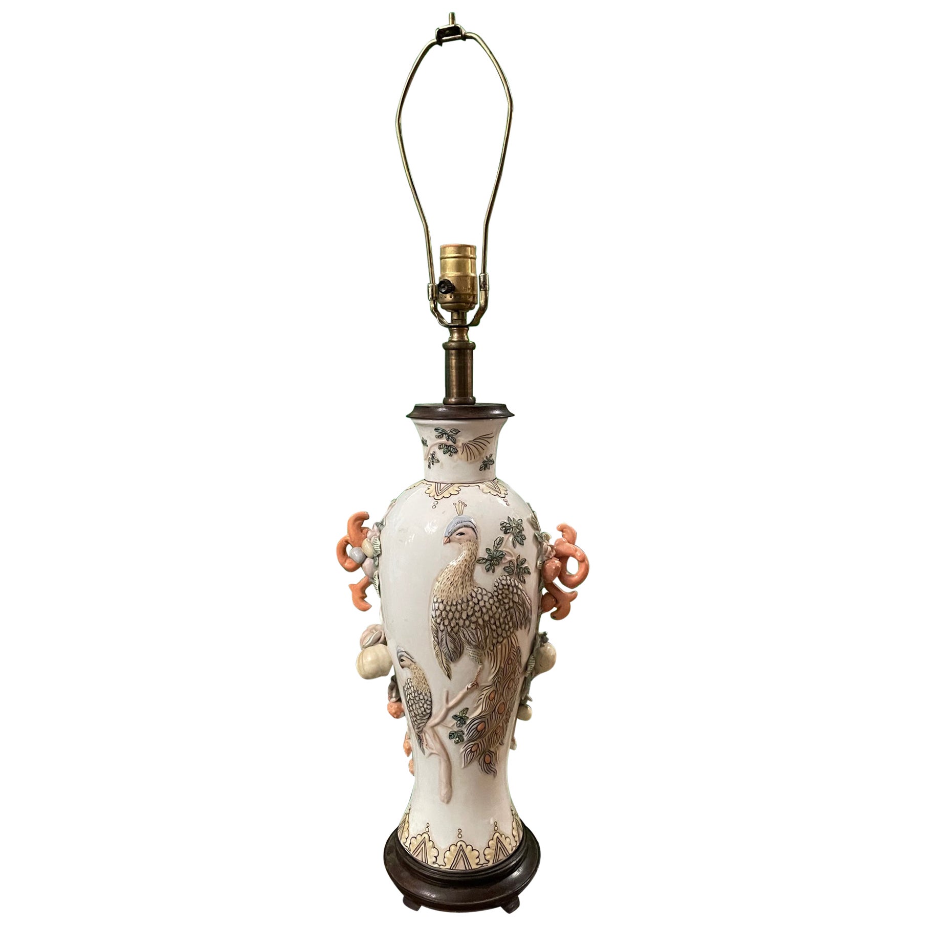 Maitland-Smith Porcelain Lamp with Lion Heads For Sale at 1stDibs