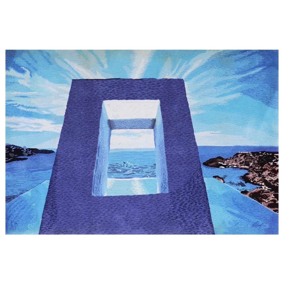 Ewald Kroner: a René Magritte-Style Doorway of a Seascape For Sale
