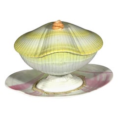 Wedgwood Amarillo Cerámica Nautilus Concha de Mar Sopera, Tapa y Soporte