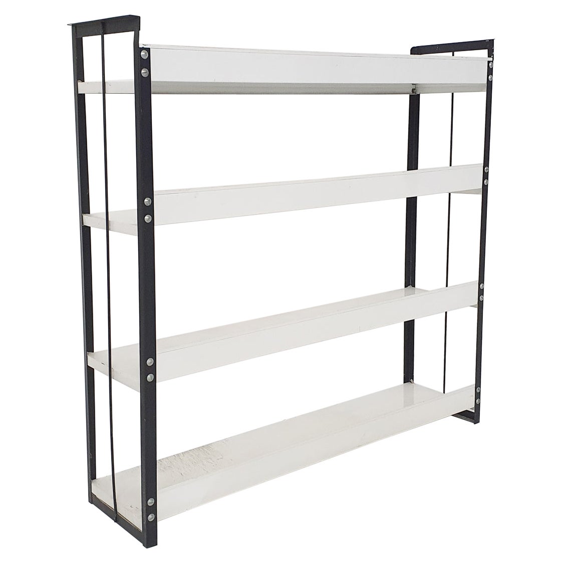 Black and White Metal Book Shelves Attrb. to Tomado, Holland, 1950's For Sale