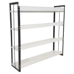 Vintage Black and White Metal Book Shelves Attrb. to Tomado, Holland, 1950's